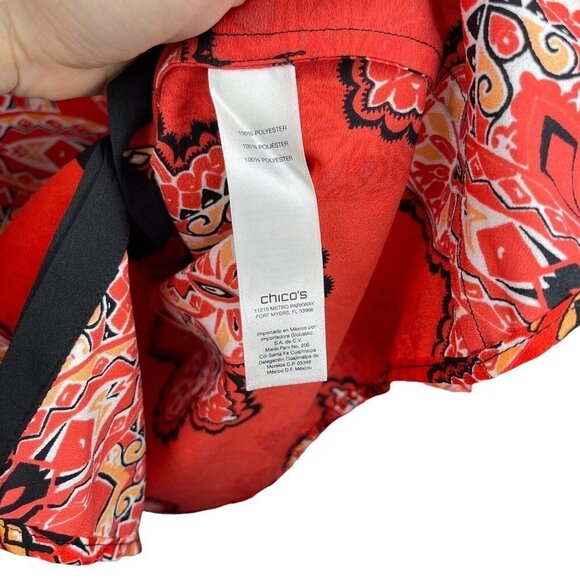 Chico’s Tiled Spice Cold Shoulder top Blouse size 1 M/8 - Picture 8 of 11